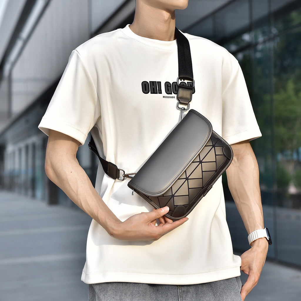 New Internet celebrity rhombus men's bag messenger bag premium shoulder bag Korean version diagonal cross mobile phone bag men's bag outdoor satchel