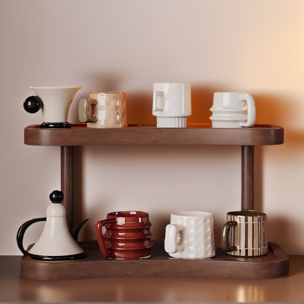 Cup holder desktop storage rack countertop double-layer storage rack tea set rack coffee cup water cup desk display rack