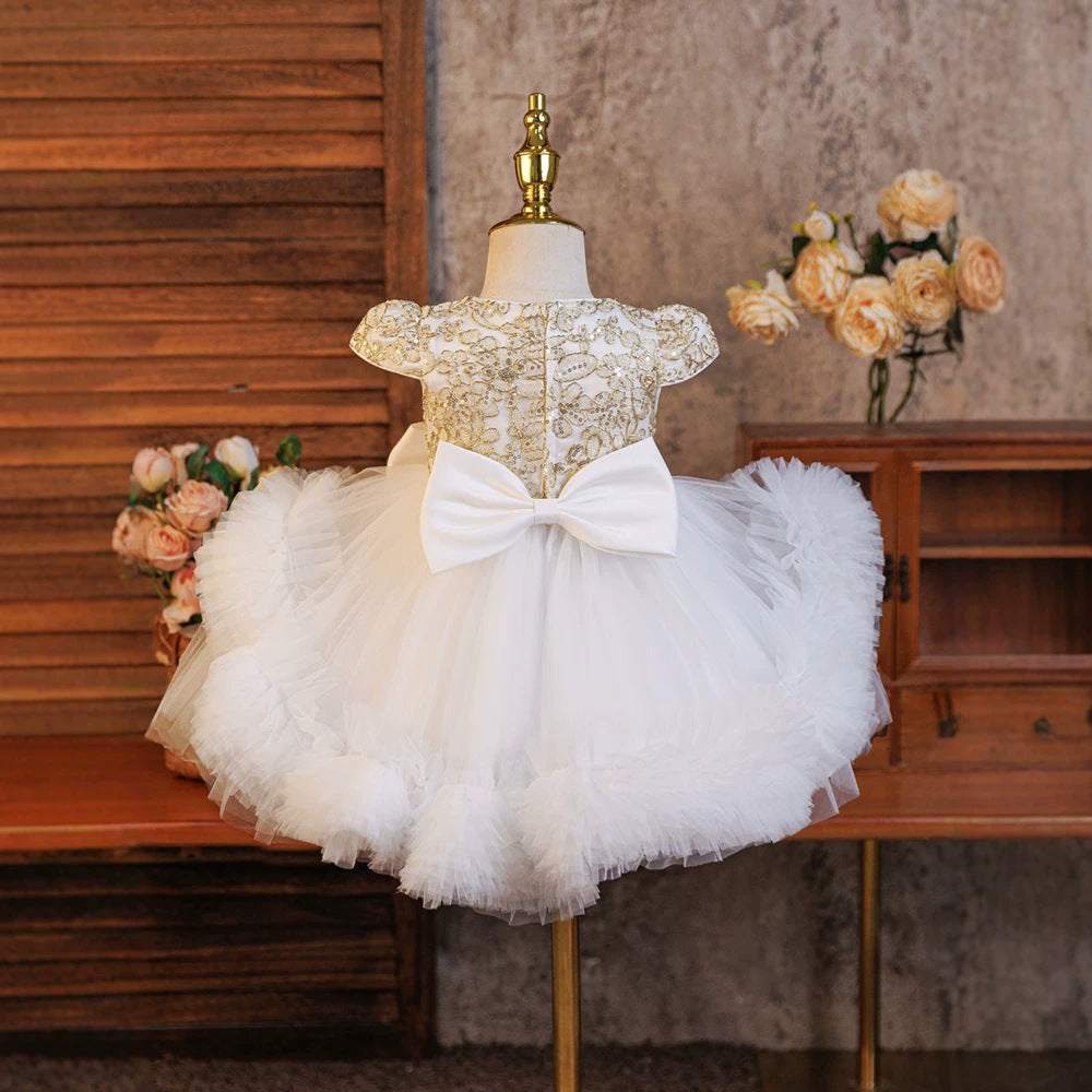 Kids' princess dress, european & american style flower girl sequin tutu, runway performance costume, girls' lace dress - in stock