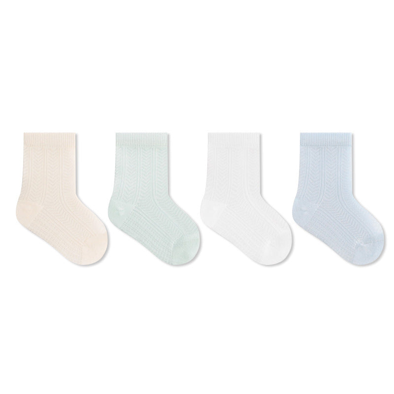 Babylon baby socks mulberry silk solid color breathable mesh class a cotton infant seamless boys and girls kids socks