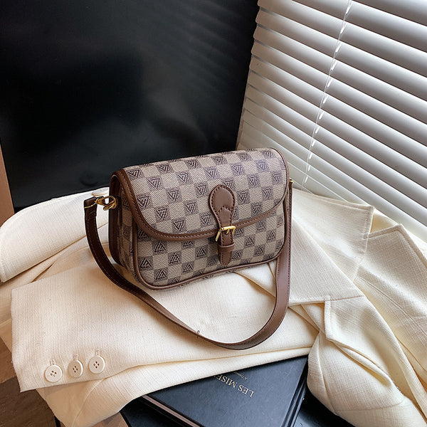 Underarm bag women's 2025 new trendy and versatile women's wide shoulder strap old flower crossbody women's bag single shoulder messenger bag