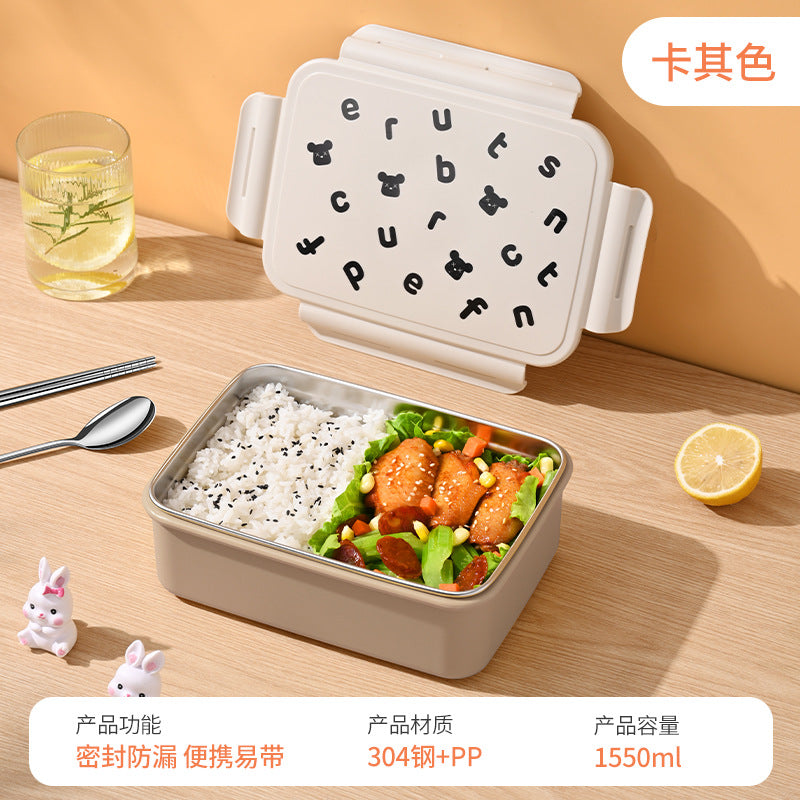 304 stainless steel lunch box, special for office workers for micro-wave furnace heating, food-grade bento box with lid, light lunch box