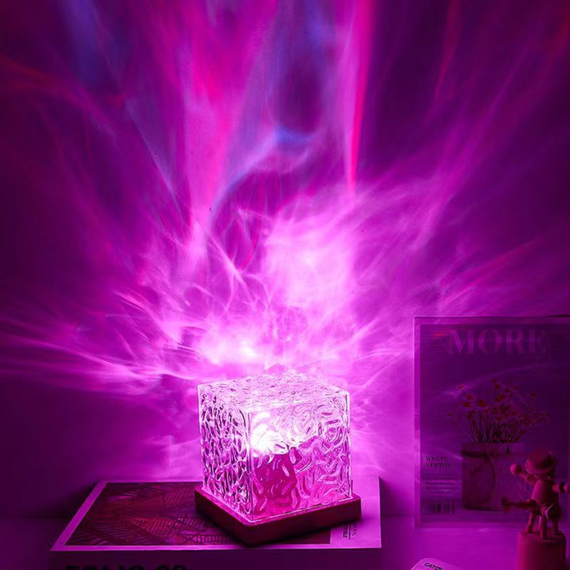 Aurora borealis log led atmosphere lamp popular rotating water ripple lamp douyin flame night light desktop small table lamp