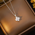 Tz-8200-necklace (silver white necklace) [titanium steel chain, copper inlaid zirconium pendant]
