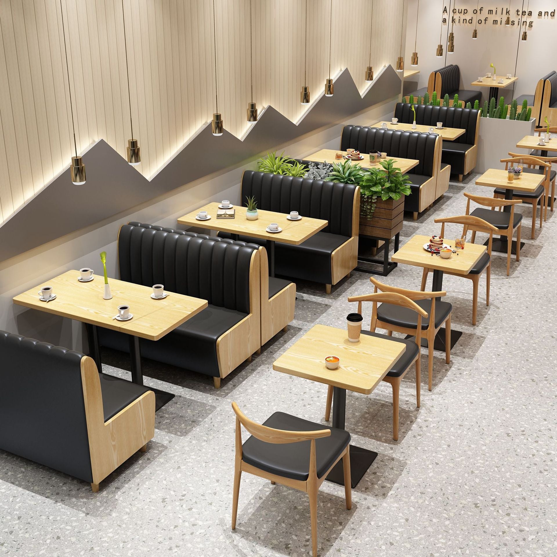 Customized restaurant booth sofa Commercial canteen table and chair combination Solid wood snack burger Milk tea shop Hotel table and chair