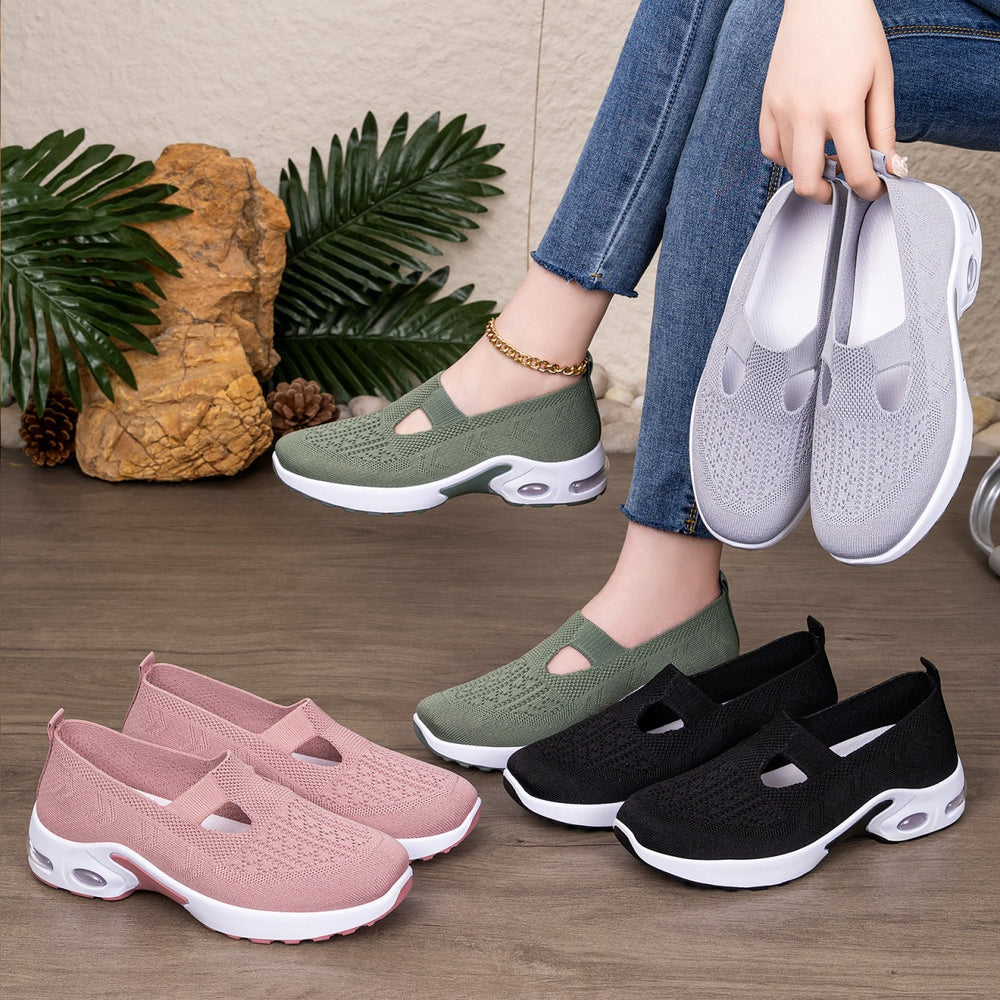 Exportplus sizespringnew arrival flying mesh shoes women's slip-on thick sole breathable casual shoes soft bottom cushion shoes women