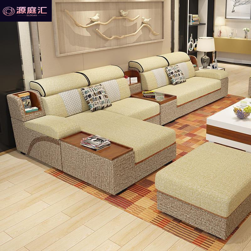 Ready-to-assemble fabric sofa set for living room, suitable for both winter and summer, modern minimalist style, available in various sizes for small to large apartments