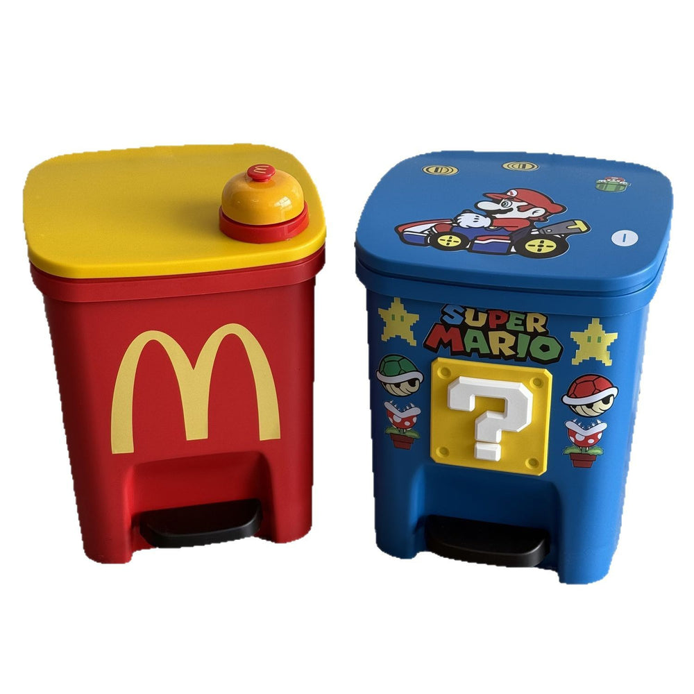 Maimai trash can with lid, cute and childlike, for home, living room, bedroom, silent, large capacity, bathroom, kitchen