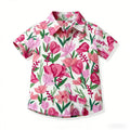 spring/summer hawaiian shirt for boys, short-sleeve patterned print shirt, children's shirt, chiffon top