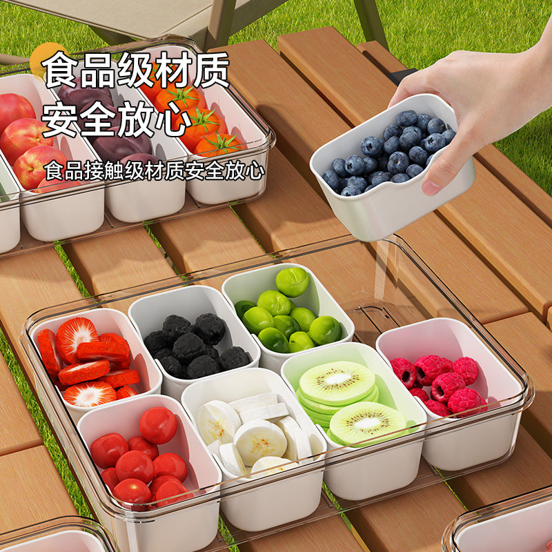 Salad crisper, eight-point grid, spice box, sealed refrigerator, frozen storage box, portable picnic, fruit and vegetables