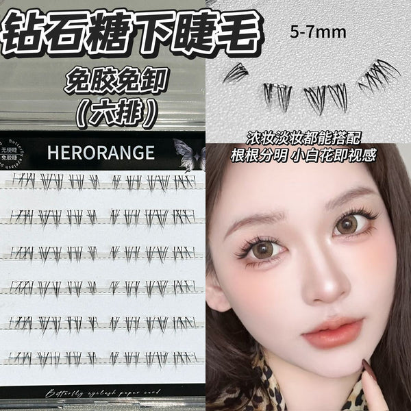 HERORANGE~ Diamond Sugar Transparent Lower Term Eyelashes Light and Bushy Natural Hair Flu Comic Glue Free False Eyelashes