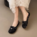 fashionable casual evening french bowknot new spring sequin flat loafers women's single shoes