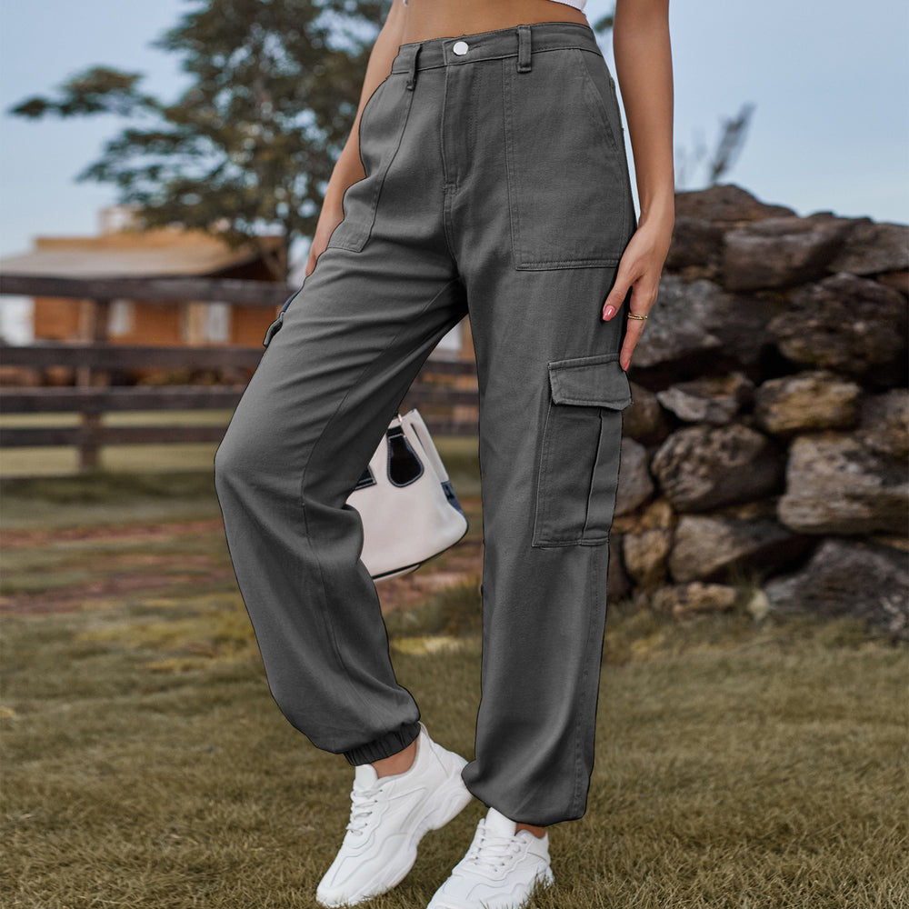 Fashion cross-border  new arrival denim semi-elastic design stylisheasiest for matchworkwear pants  women's trendy