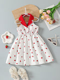 hot-selling  foreign trade princess dress: halter neck, strawberry print dress