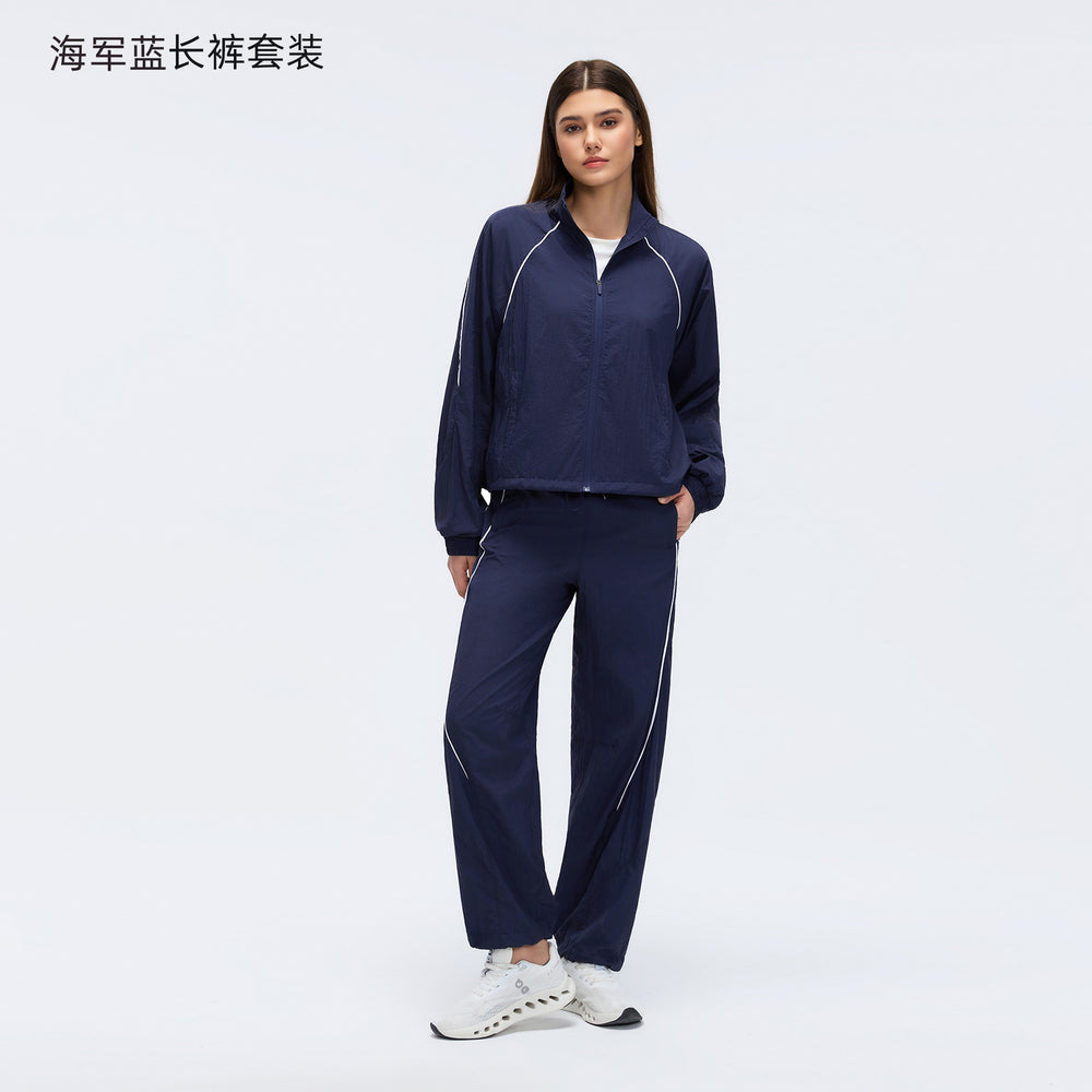 Spring/summer lightweight breathable zip-up jacket short training fitness outdoor casual running sports set for women