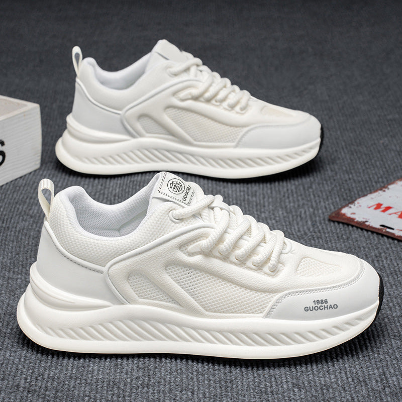 2025 men's new spring breathable hollow-out mesh casual shoes - versatile, height-increasing, running & athletic trendy sneakers for teens