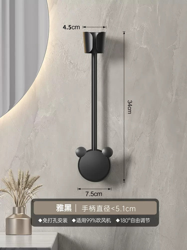 No punching, hair dryer rack, wall-mounted free hand-held rotating lazy bracket, bathroom, bathroom hair dryer storage