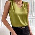 fashion cross-border women's satin satin suit sleeveless elegant commuter vest bottomtops