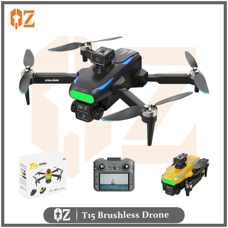 t15 large-screen screen-controlled drone, brushless, long battery life, optical flow, dual camera, high-definition image transmission, obstacle avoidance remote control aircraft