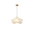 Creamy double-layer ruffle fabric french-style chandelier - gentle pleated petal single head pendant light for dining room table and bedroom