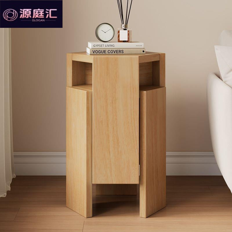 Stackable solid wood stool - modern minimalist hexagon design - lightweight & luxe storage ottoman - perfect for home & dining