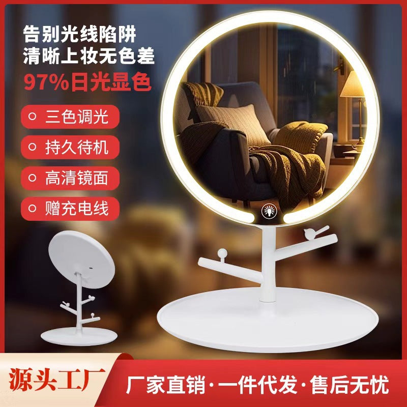 Led makeup mirror with lights - perfect for dorm rooms! adjustable fill light, portable folding vanity mirror, rechargeable