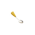 Yellow cheese silver spoon