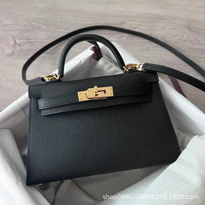 Palm grain cowhide second generation kelly bag 2024new arrivaltrendyminiclassy sense genuine leather satchel shoulder crossbody bag