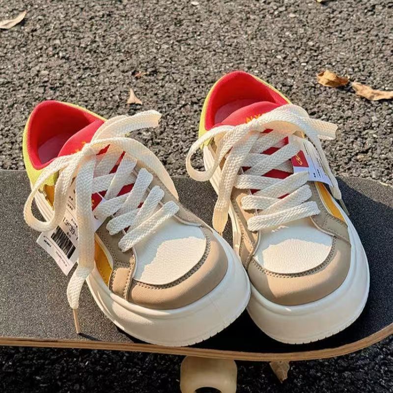 Kids chunky sole bread shoes girls' versatile flats unique white sneakers girls' spring new arrivals children's casual shoes