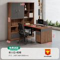 Financial office desk set - executive office desk with high cabinet, two-seat facing configuration for accountants and managers