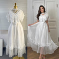 summer new arrival: white lace patchwork flowy elegant vintage lightweight maxi dress