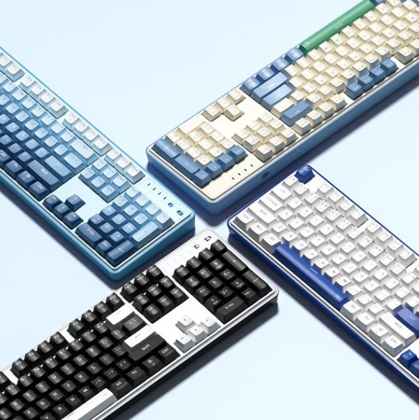 Mechanical keyboard, wired keyboard, full-key hot-swappable PBT keycaps, full-key no-punch 104-key gaming office keyboard