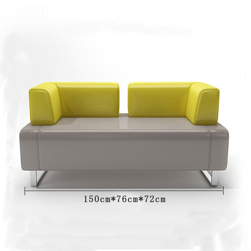 Casual office sofa coffee table combination, reception room, rest area, genuine leather sofa, three-slot sofa combination