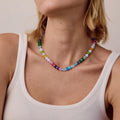 Trendy dopamine crystal seed bead necklace - red glass heart, unique beaded heart, sweet & spicy girl jewelry