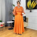 Women's dress cross-border african new style large sleeves loose casual rhinestone robe
