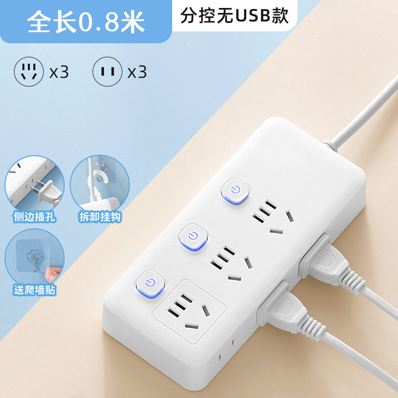 Smart power strip with 3 usb ports, multi-outlet power strip panel, multifunctional multi-outlet power strip, household power strip with cord