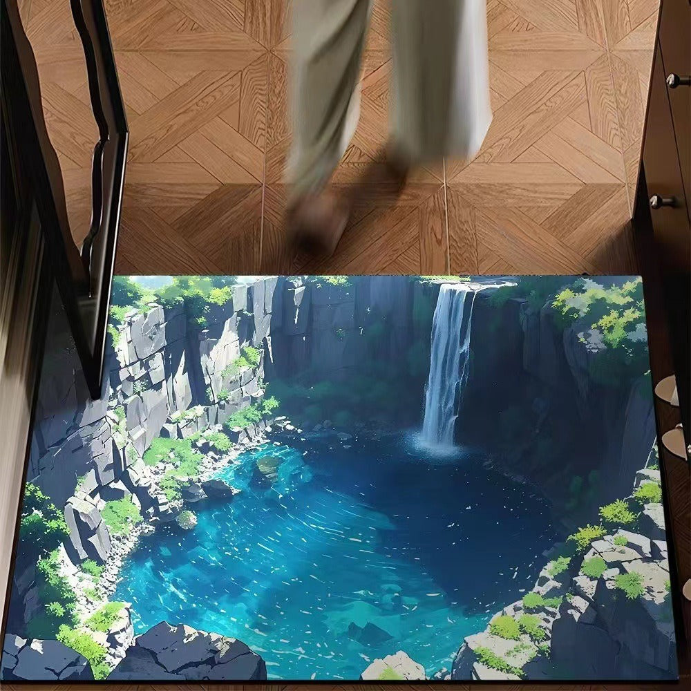visual trap floor mat flannelfor home bathroom toilet absorbent non-slip mat entrance door mat