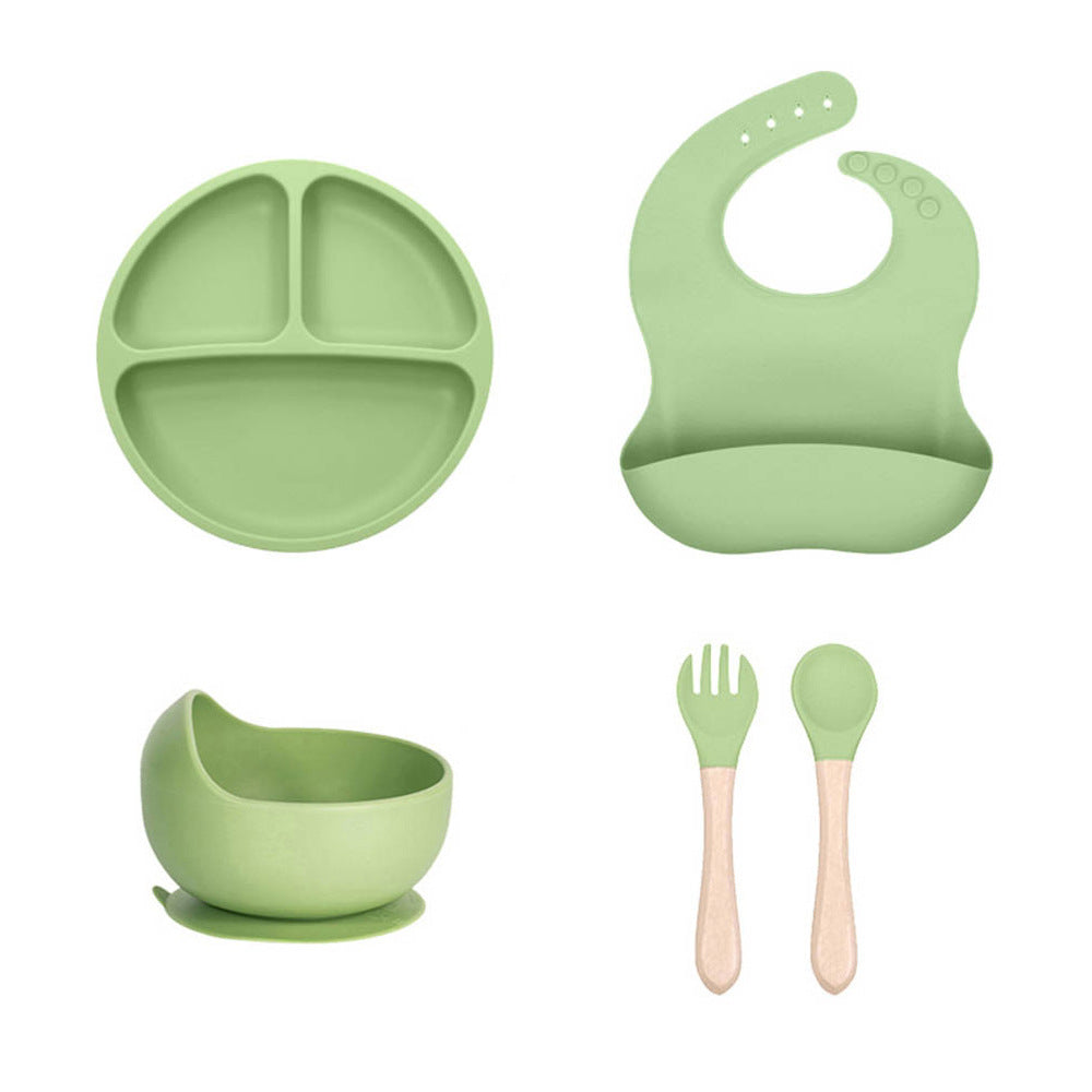 Cross-border children's silicone plate set Baby complementary food grid plate Love plate Maternal and infant feeding tableware set