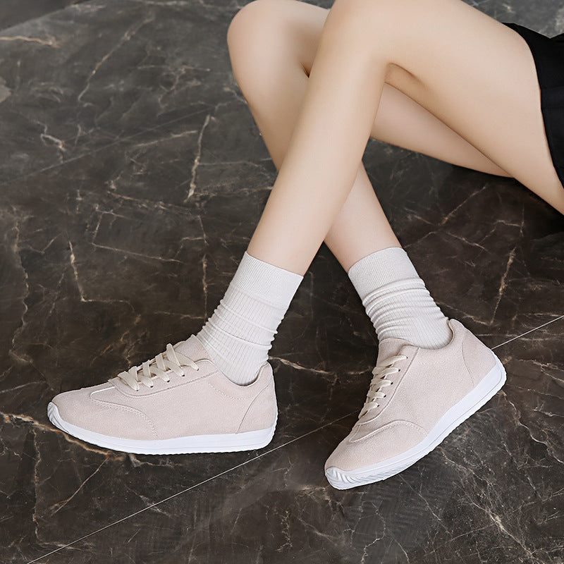 Women's lightweight running shoes - casual, shock-absorbing, flat, plus size, suede, versatile, student style, "eggshell" sneakers for export