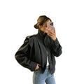 cross-border fashion women's american retro vintage casual versatile button-down stand collar wool blend short coat