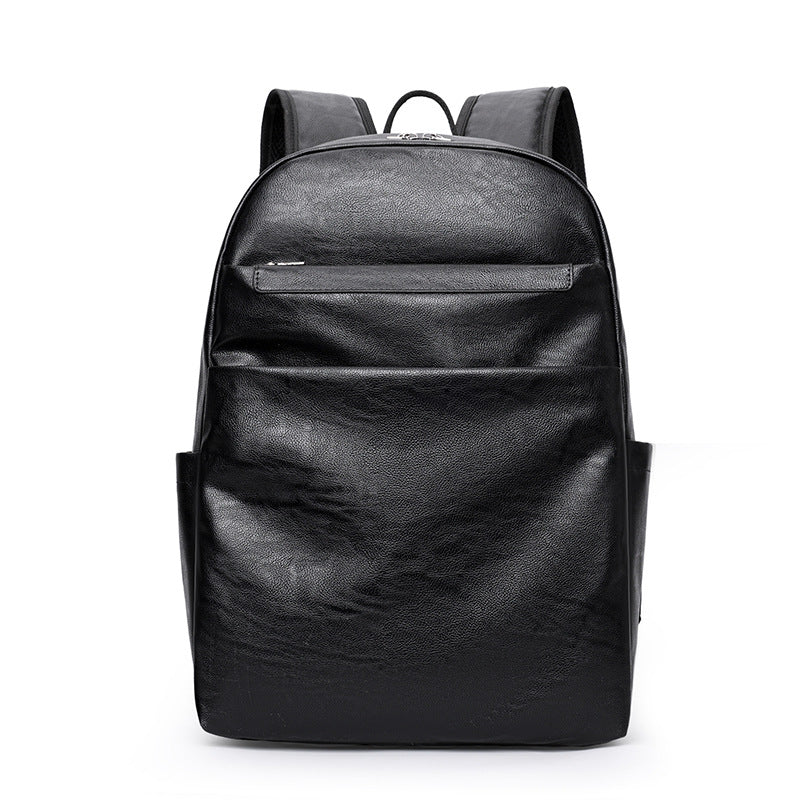 Cross-border new men's PU backpack computer backpack large-capacity schoolbag commuter bag simple leisure travel backpack
