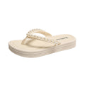Pearl flip-flops women's summer outwear flip-flops toe sandals french low heel beach roman niche new sandals