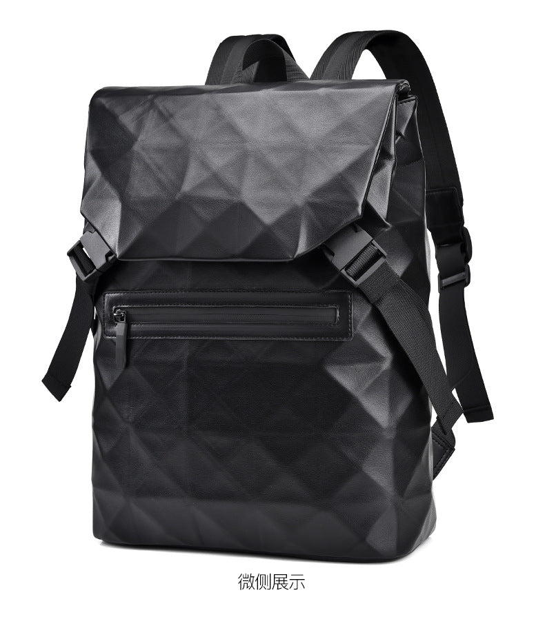 New Fashion Personality Trend Rhombus Backpack Men's Business Large Capacity Backpack Versatile Travel Computer Bag School Bag