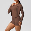 Fashion cross-border cloud-like brushed long-sleeved sports zipper outwear running butt lift fitness yoga clothes three-piece set for women