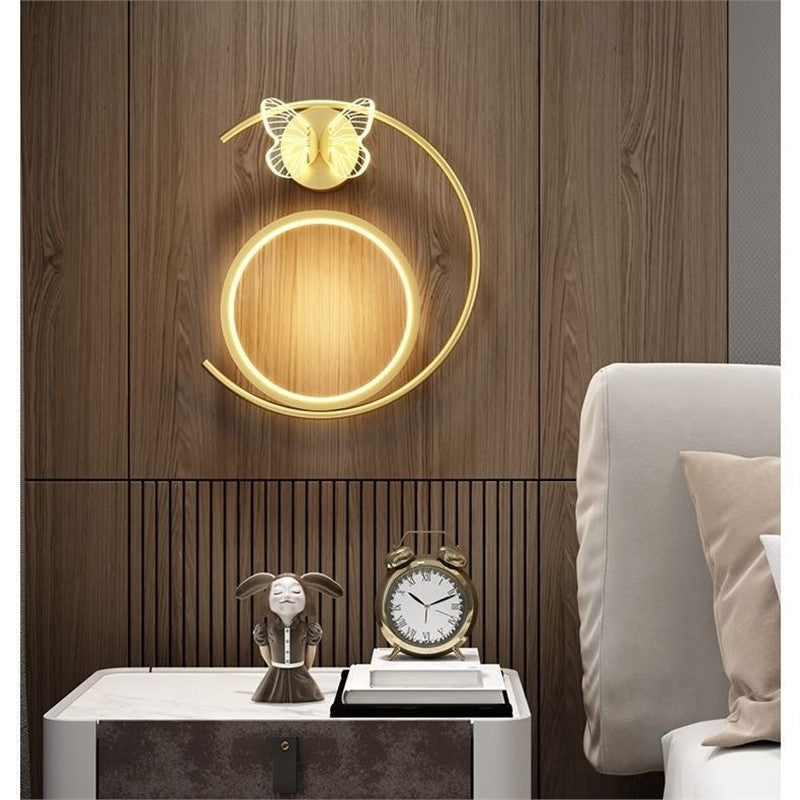 Led modern casualaccessible luxury pastoral for home hotel engineering butterfly gold black wall lamp scandinavian background wall bedside