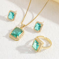 [titanium steel] necklace women's geometric pendant earrings ring suit light luxury clavicle chain earrings jewelry wholesale