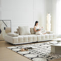 Foshan lawrence sofa designer large flat cotton and linen fabric sofa living room linen cream style straight row sofa