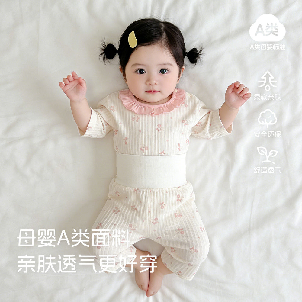 Baby pajamas pure cotton thin kids home clothes summer boys and girls three-quarter sleeves air-conditioning clothes high waistseparatessuit