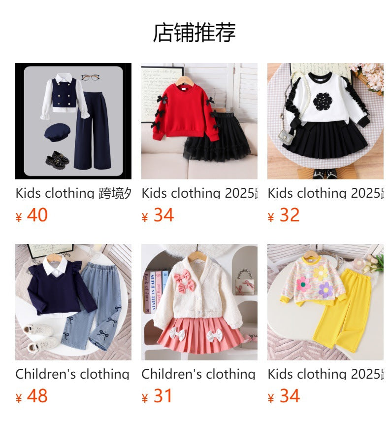 Kids clothing new arrivalfashionspring & fallgirlwhitelong sleevessweatshirt+rose redpants