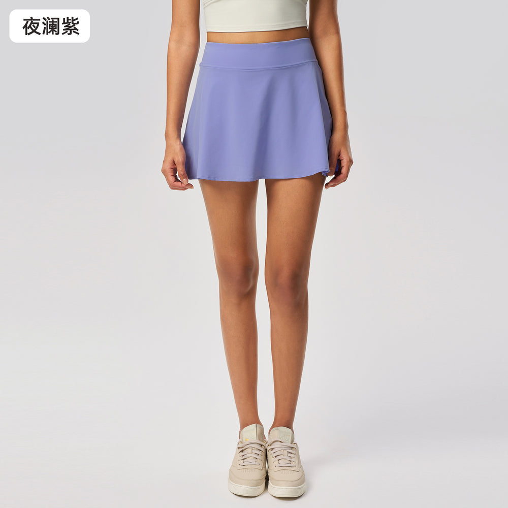 Summer fake two-piece sports skirt for women to cover crotch slimming look lined tennis skirt ice-like quick-drying yoga skirt d25010